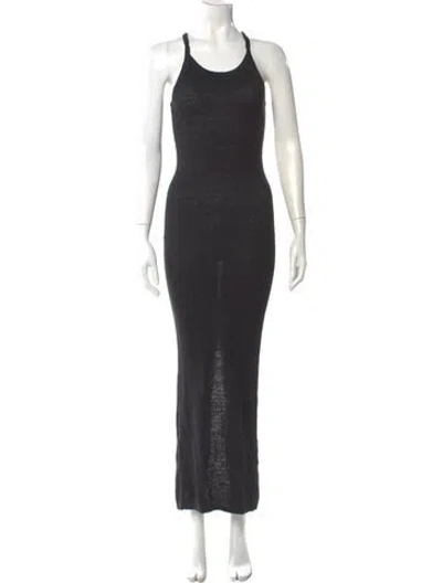 Pre-owned St Agni Linen Long Dress In Gray