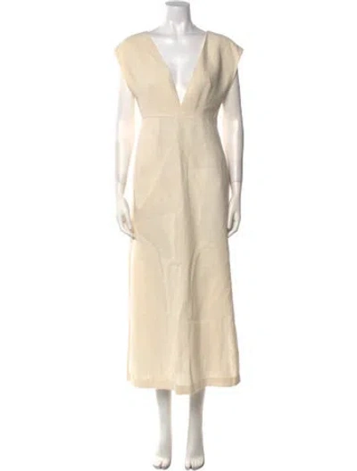 Pre-owned St Agni Linen Long Dress In Neutral