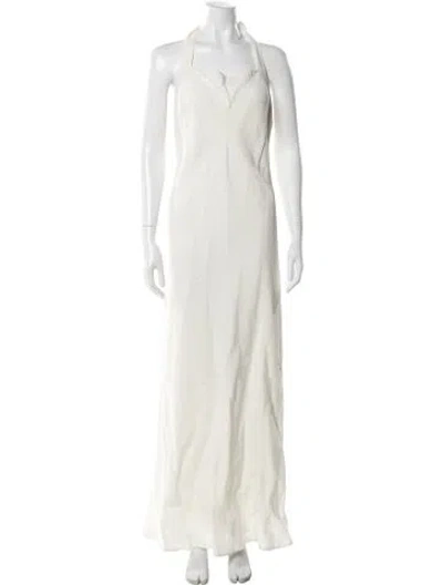 Pre-owned St Agni Linen Long Dress In Neutral