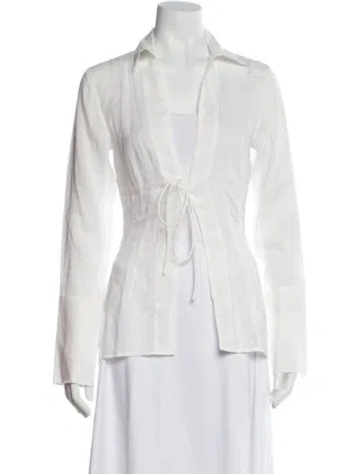 Pre-owned St Agni Linen Long Sleeve Top W/ Tags In White