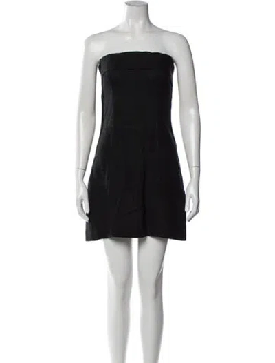 Pre-owned St Agni Linen Mini Dress In Black
