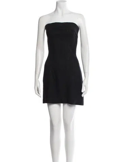 Pre-owned St Agni Linen Mini Dress In Black