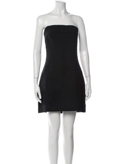 Pre-owned St Agni Linen Mini Dress In Black