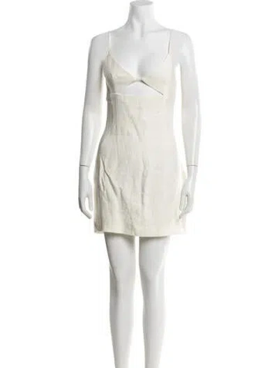 Pre-owned St Agni Linen Mini Dress In Neutrals