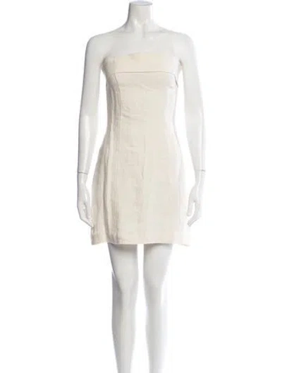 Pre-owned St Agni Linen Mini Dress W/ Tags In Neutrals