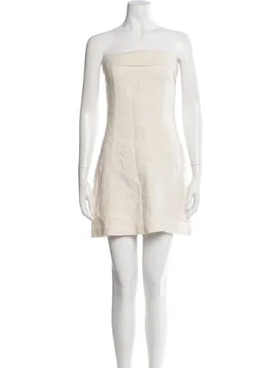 Pre-owned St Agni Linen Mini Dress In White