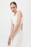 St Agni Linen Silk Blend Cut Out Dress In Salt