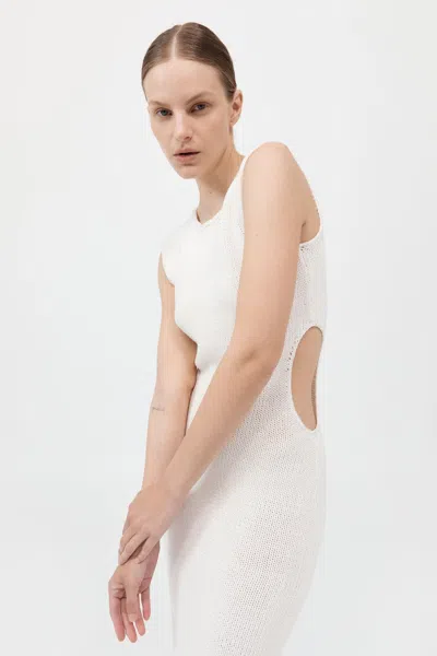 St Agni Linen Silk Blend Cut Out Dress In White