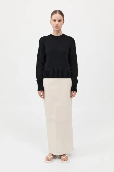 St Agni Linen Silk Blend Jumper In Black