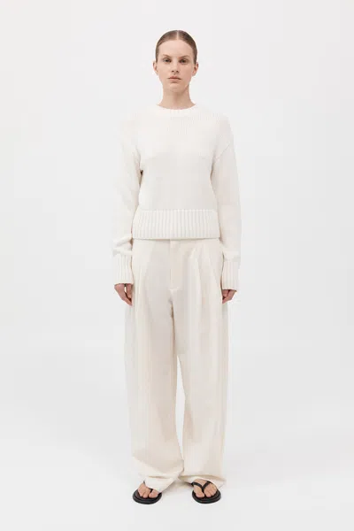 St Agni Linen Silk Blend Jumper In White