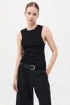 St Agni Linen Silk Blend Tank In Black