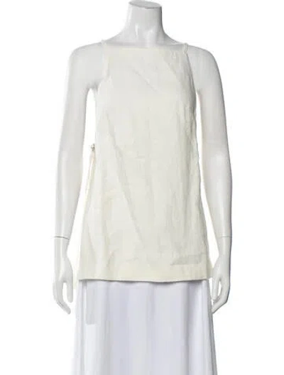 Pre-owned St Agni Linen Square Neckline Top In Neutrals