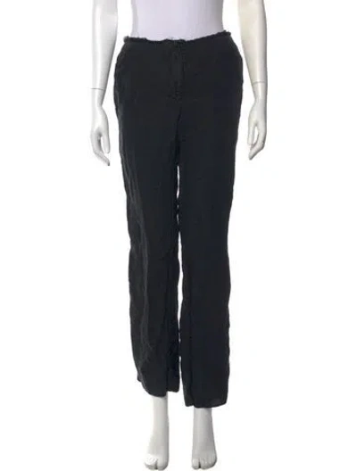 Pre-owned St Agni Linen Straight Leg Pants In Black
