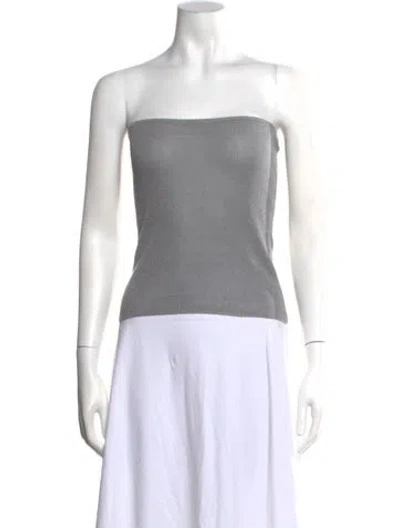 Pre-owned St Agni Linen Strapless Top In Gray