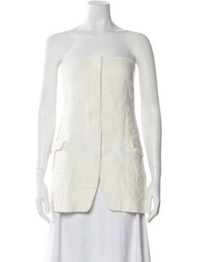 Pre-owned St Agni Linen Strapless Top In Neutral