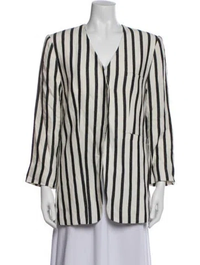 Pre-owned St Agni Linen Striped Evening Jacket In Multi
