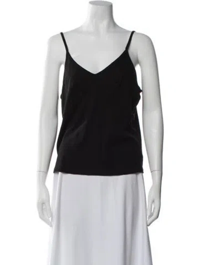 Pre-owned St Agni Linen V-neck Top In Black