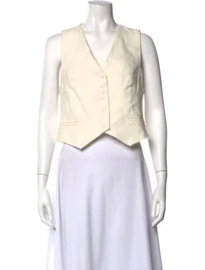Pre-owned St Agni Linen V-neck Top In Neutral