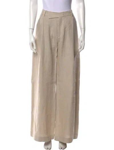 Pre-owned St Agni Linen Wide Leg Pants In Neutrals