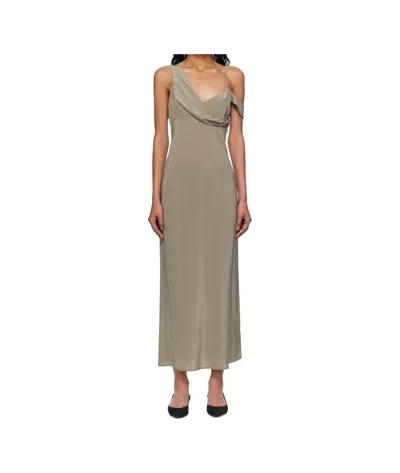 St Agni Long Dress With A Train In Gray
