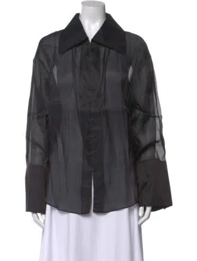 Pre-owned St Agni Long Sleeve Blouse In Black