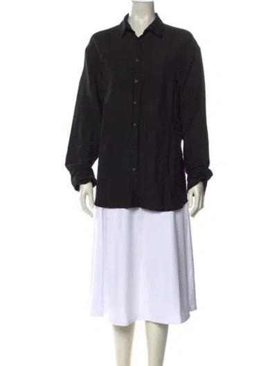 Pre-owned St Agni Long Sleeve Button-up Top In Black