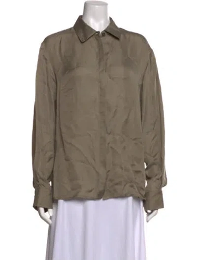 Pre-owned St Agni Long Sleeve Button-up Top In Grey