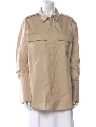 Pre-owned St Agni Long Sleeve Button-up Top In Neutral