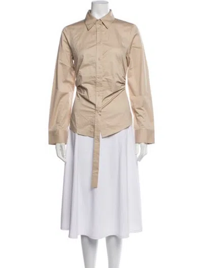 Pre-owned St Agni Long Sleeve Button-up Top In Neutrals
