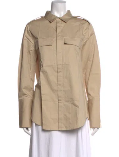 Pre-owned St Agni Long Sleeve Button-up Top W/ Tags In Neutrals