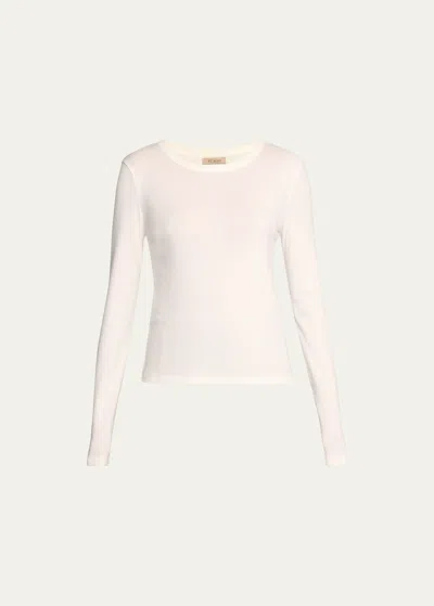St Agni Long-sleeve Crewneck Top In White