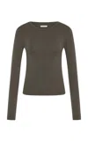 St Agni Long-sleeve Organic Cotton Top In Khaki