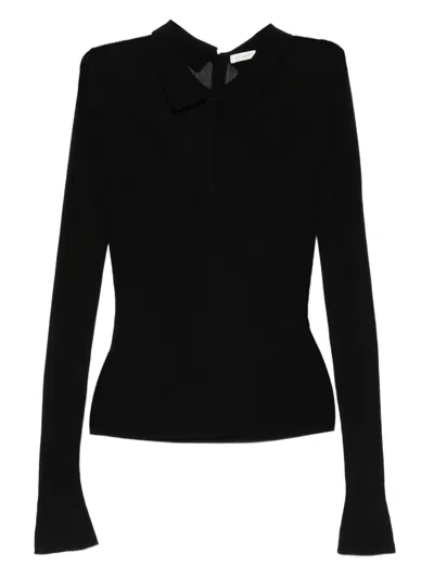 St Agni Long-sleeves Polo Top In Black