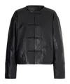 St Agni Button Detail Cocoon Leather Jacket In Black