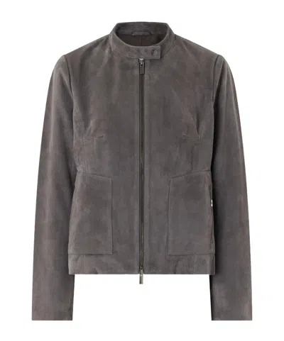 St Agni Suede Biker Jacket In Gray