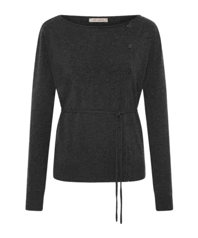 St Agni Long-sleeved Knitted Cardigan In Gray