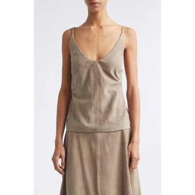 St Agni St. Agni Low Back Suede Tie Top In Neutral