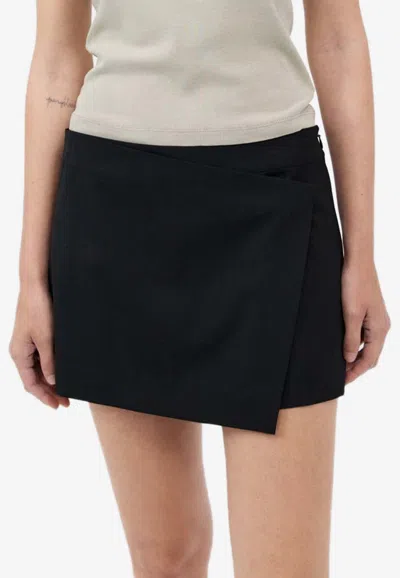 St Agni Low-rise Mini Wrap Short In Black