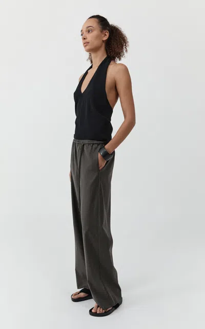 St Agni Low-rise Wool-blend Straight-leg Pants In Gray