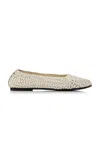 St Agni Macrame Leather Mesh Ballet Flats In White