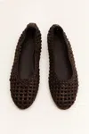 St Agni Macrame Mesh Ballet Flats In Chocolate