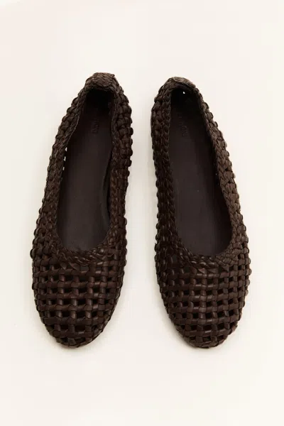 St Agni Macrame Mesh Ballet Flats In Chocolate