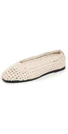 St Agni Macrame Leather Mesh Ballet Flats In Tofu