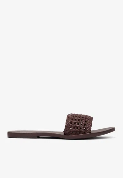 St Agni Macramé Mesh Slides In Brown