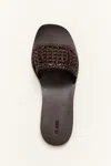 St Agni Macrame Mesh Slides In Chocolate