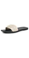 St Agni Macrame Mesh Slides Tofu In Tofu