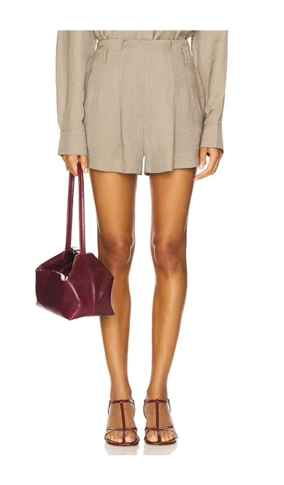 St Agni Melange Paperbag Waist Shorts In Brown
