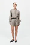 St Agni Melange Paperbag Waist Shorts In Rye