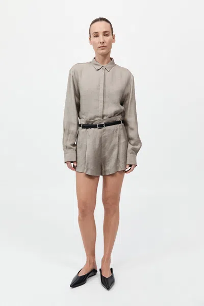 St Agni Melange Paperbag Waist Shorts In Rye