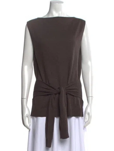 Pre-owned St Agni Merino Wool Bateau Neckline Top In Brown